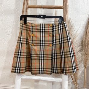 Burberrys Burberry Nova Check Pleated Plaid Cotton Skirt Size 6